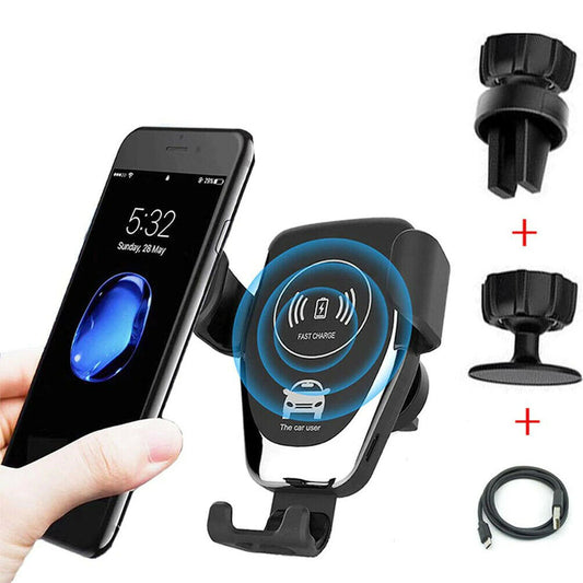 Wireless Fast Car Charger Mount Holder Stand Automatic Clamping Charging Wireless Phone Car Holder Features a 10W Auto-Clamping Air Vent Mount for iPhones and Samsungs. Au+hentic Sport Spot